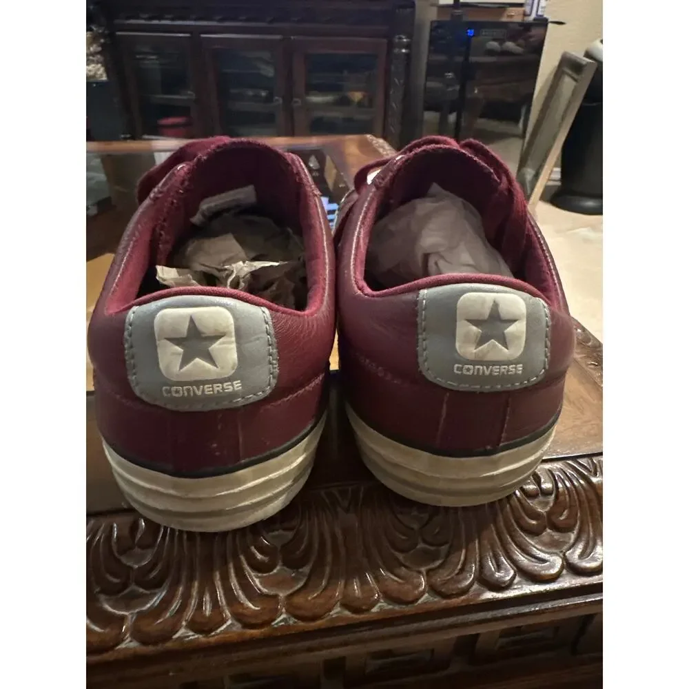 ⭐️ Men’s Converse All Star Burgundy Leather Sneakers Size 9.5 Skater Grunge - Picture 4 of 5